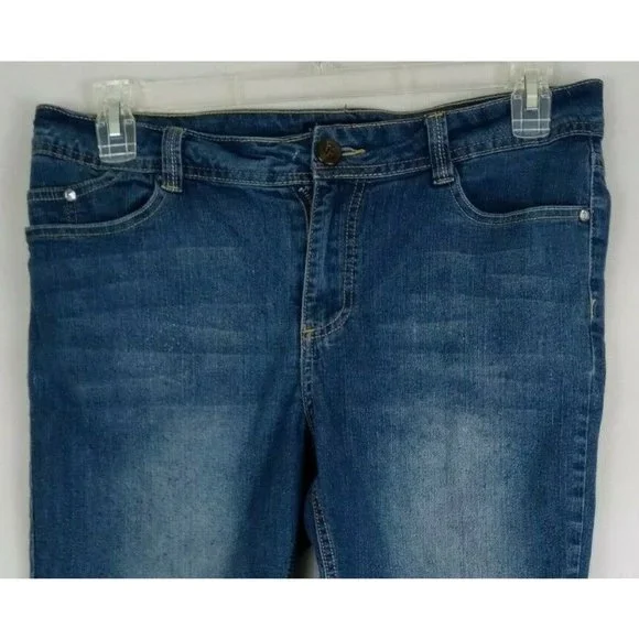 Blue Identity Jewelled Embroidered Whiskered Distressed Jean Shorts Size 12P - Picture 4 of 7